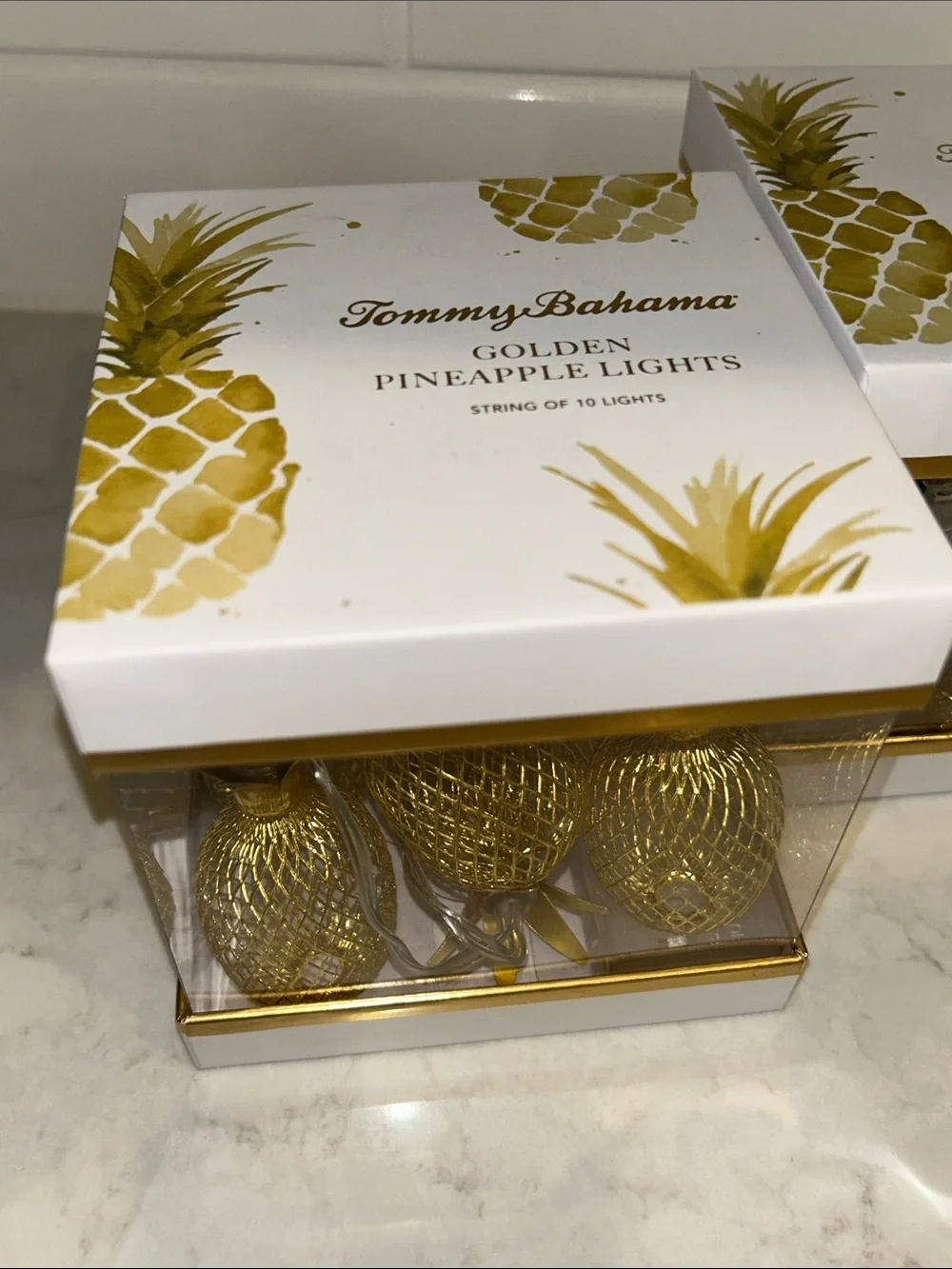 Tommy Bahama Golden Pineapple Lights string of 10 (x2) NEW
